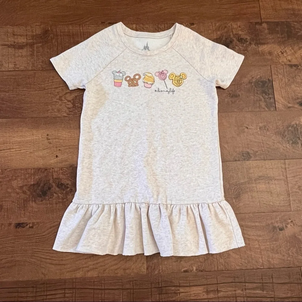 Disney parks snack dress girls Sz large #disneylife ruffle oatmeal color - Picture 2 of 6